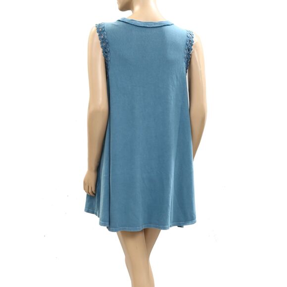 Free People Lavender Fields Mini Dress Tank Floral Cutwork Cotton Blue S 284166 - Picture 7 of 9